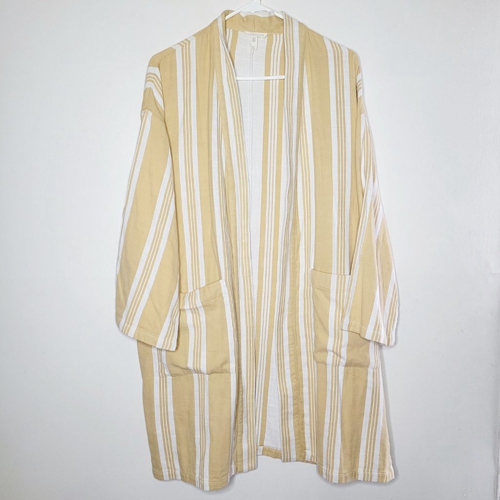 Eileen Fisher Long Cardigan Women's Medium Yellow Beachy Lagenlook Earthy Boho